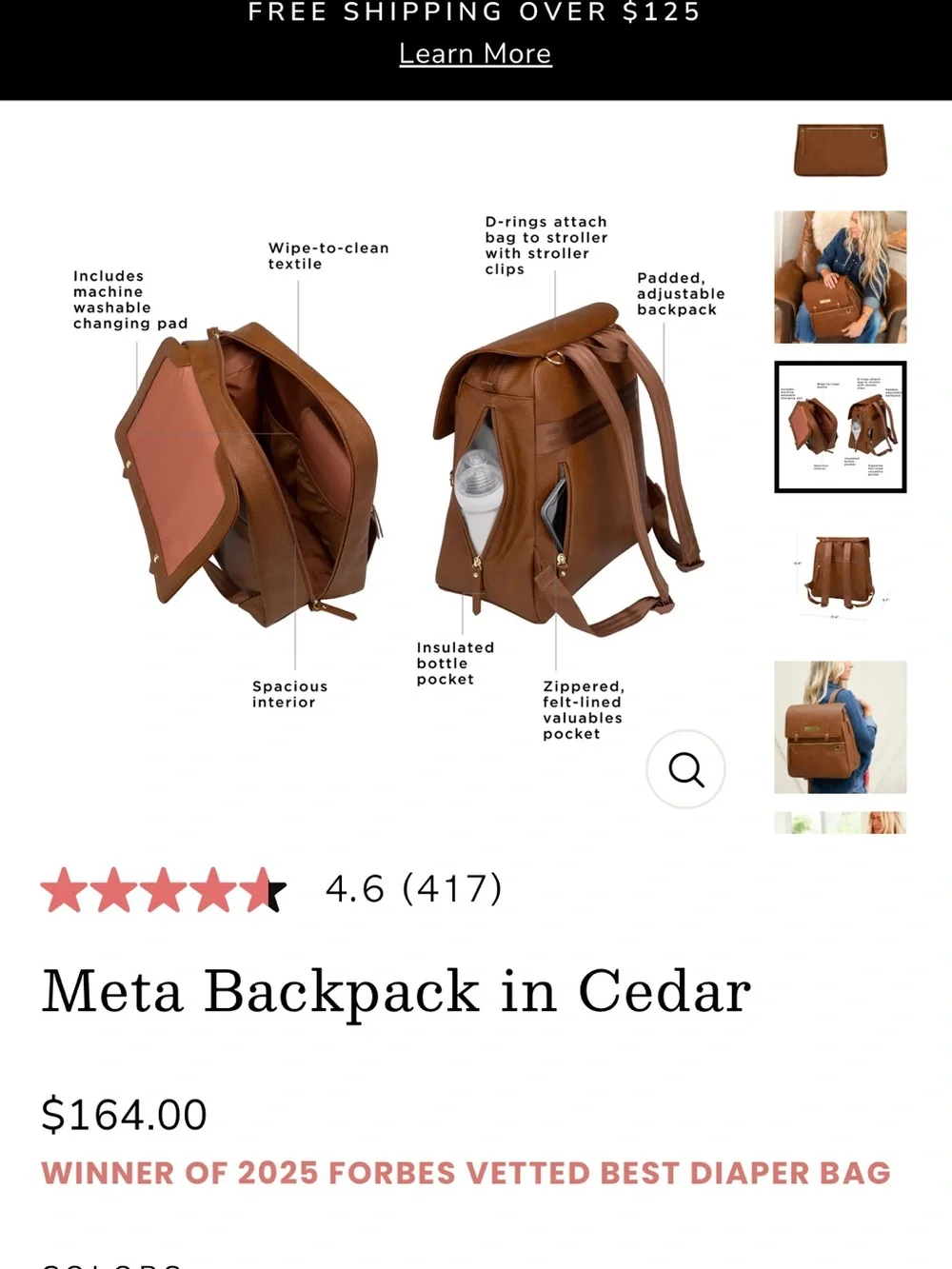Petunia Pickle Bottom Meta Backpack Diaper Bag in Ivory NWOT